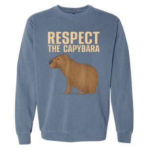 Respect The Capybara Funny Capybara Cavy Rodent Capybara Lover Garment-Dyed Sweatshirt