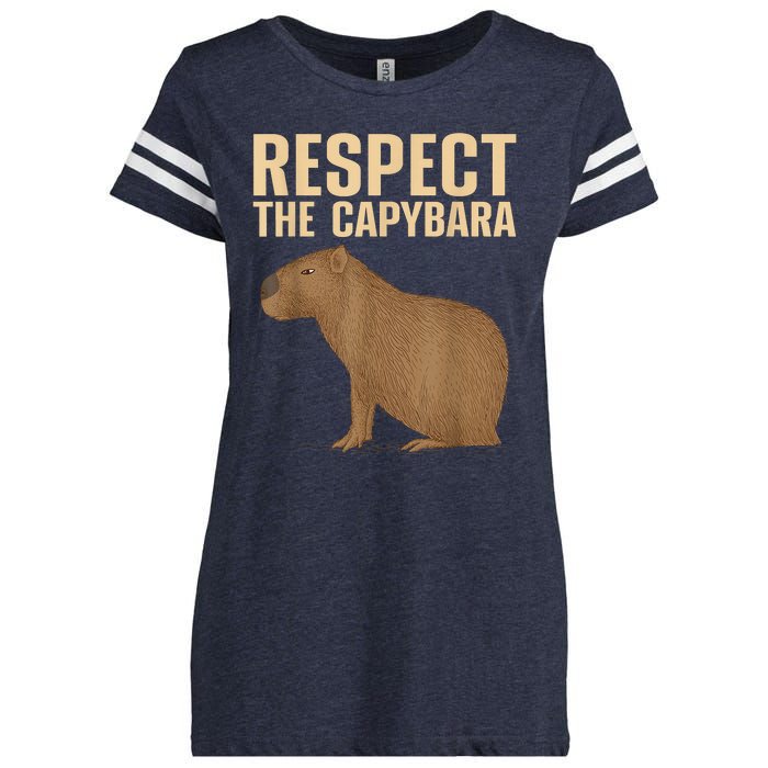 Respect The Capybara Funny Capybara Cavy Rodent Capybara Lover Enza Ladies Jersey Football T-Shirt