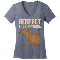 Respect The Capybara Funny Capybara Cavy Rodent Capybara Lover Women's V-Neck T-Shirt