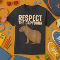 Respect The Capybara Funny Capybara Cavy Rodent Capybara Lover Kids T-Shirt