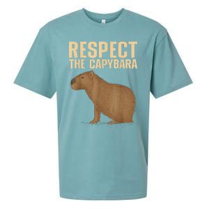 Respect The Capybara Funny Capybara Cavy Rodent Capybara Lover Sueded Cloud Jersey T-Shirt