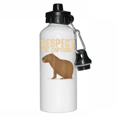 Respect The Capybara Funny Capybara Cavy Rodent Capybara Lover Aluminum Water Bottle 