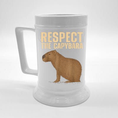 Respect The Capybara Funny Capybara Cavy Rodent Capybara Lover Beer Stein