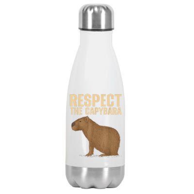 Respect The Capybara Funny Capybara Cavy Rodent Capybara Lover Stainless Steel Insulated Water Bottle