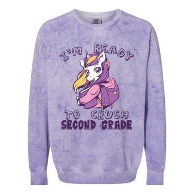 Ready To Crush Second 2Nd Grade Unicorn Back To School Gift Colorblast Crewneck Sweatshirt