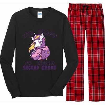 Ready To Crush Second 2Nd Grade Unicorn Back To School Gift Long Sleeve Pajama Set