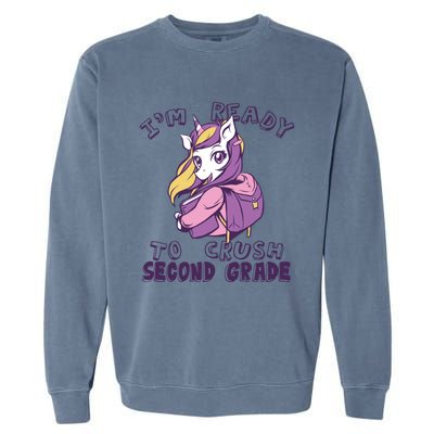 Ready To Crush Second 2Nd Grade Unicorn Back To School Gift Garment-Dyed Sweatshirt