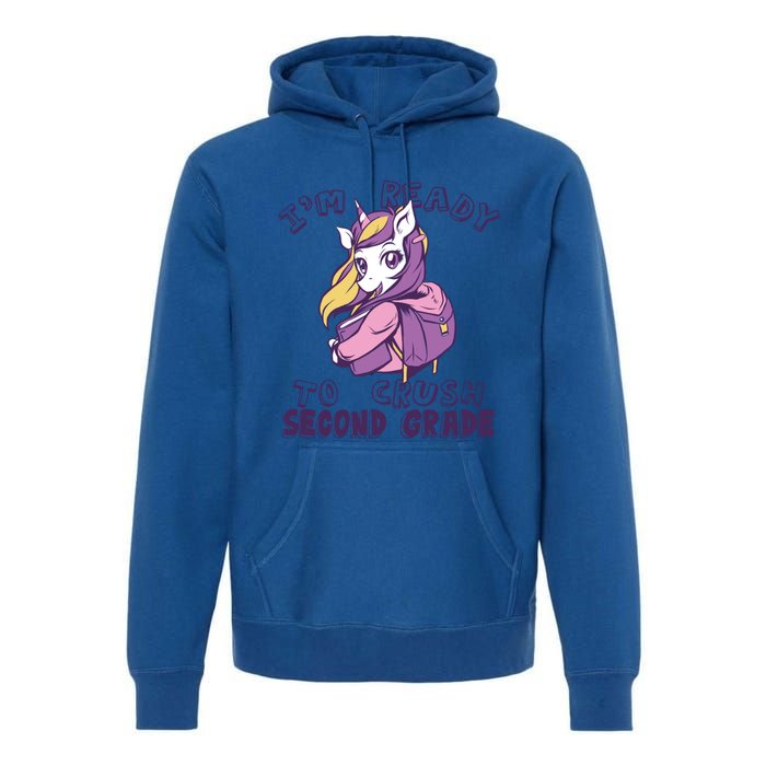 Ready To Crush Second 2Nd Grade Unicorn Back To School Gift Premium Hoodie