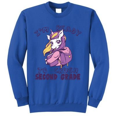 Ready To Crush Second 2Nd Grade Unicorn Back To School Gift Tall Sweatshirt