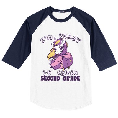 Ready To Crush Second 2Nd Grade Unicorn Back To School Gift Baseball Sleeve Shirt