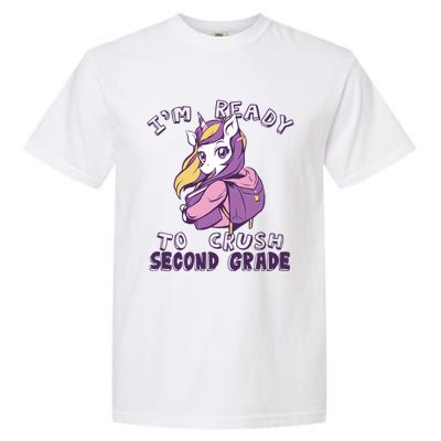 Ready To Crush Second 2Nd Grade Unicorn Back To School Gift Garment-Dyed Heavyweight T-Shirt