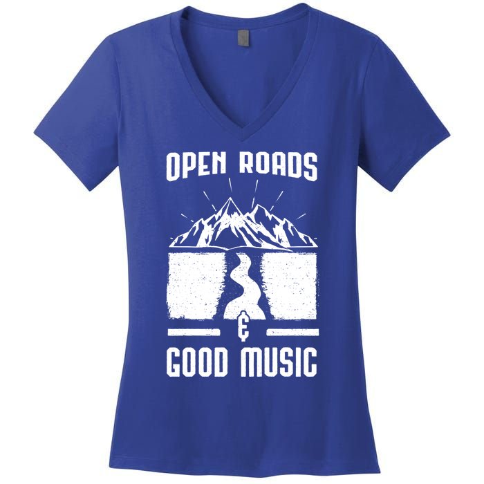 Road Trip Camping Vacation Summer Crew Travel Music Lover Gift Women's V-Neck T-Shirt