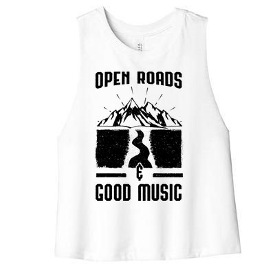 Road Trip Camping Vacation Summer Crew Travel Music Lover Gift Women's Racerback Cropped Tank