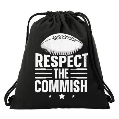Respect The Commish Fantasy Football Commish Drawstring Bag