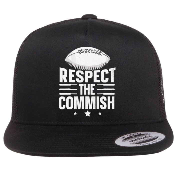 Respect The Commish Fantasy Football Commish Flat Bill Trucker Hat