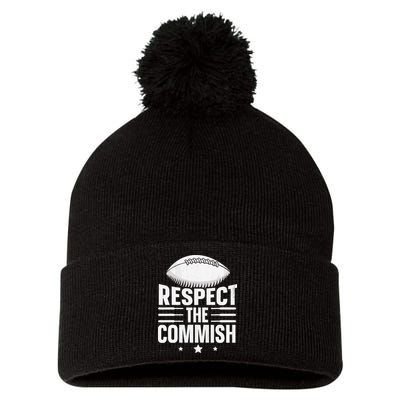 Respect The Commish Fantasy Football Commish Pom Pom 12in Knit Beanie