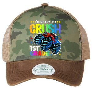 Ready To Crush First Grade 1st Day Of School Monster Truck Gift Legacy Tie Dye Trucker Hat