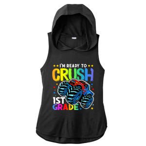 Ready To Crush First Grade 1st Day Of School Monster Truck Gift Ladies PosiCharge Tri-Blend Wicking Draft Hoodie Tank