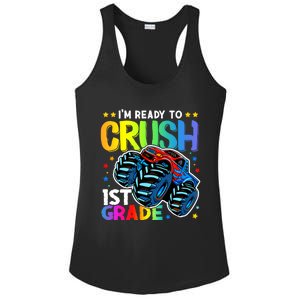 Ready To Crush First Grade 1st Day Of School Monster Truck Gift Ladies PosiCharge Competitor Racerback Tank