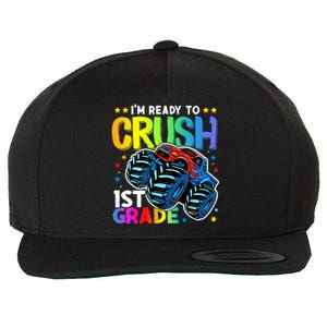 Ready To Crush First Grade 1st Day Of School Monster Truck Gift Wool Snapback Cap