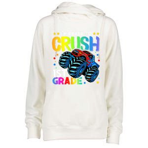 Ready To Crush First Grade 1st Day Of School Monster Truck Gift Womens Funnel Neck Pullover Hood