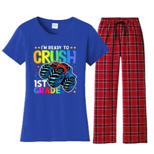 Ready To Crush First Grade 1st Day Of School Monster Truck Gift Women's Flannel Pajama Set