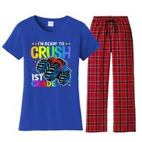 Ready To Crush First Grade 1st Day Of School Monster Truck Gift Women's Flannel Pajama Set