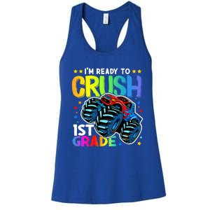 Ready To Crush First Grade 1st Day Of School Monster Truck Gift Women's Racerback Tank