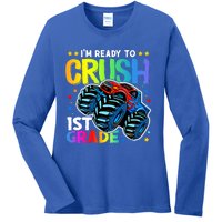 Ready To Crush First Grade 1st Day Of School Monster Truck Gift Ladies Long Sleeve Shirt