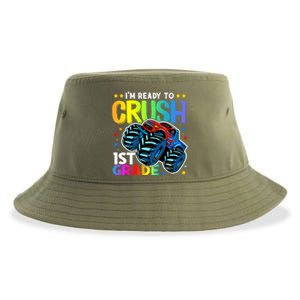 Ready To Crush First Grade 1st Day Of School Monster Truck Gift Sustainable Bucket Hat