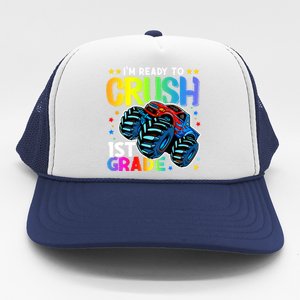 Ready To Crush First Grade 1st Day Of School Monster Truck Gift Trucker Hat