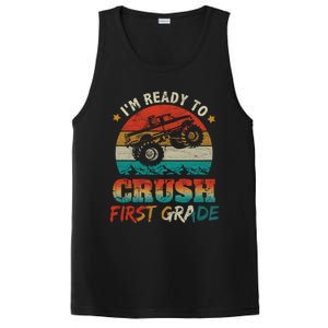 Ready To Crush First Grade Back To School Monster Truck Boys Funny Gift PosiCharge Competitor Tank