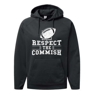 Respect The Commish Fantasy Football Game Day Gift Performance Fleece Hoodie