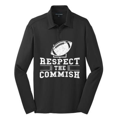 Respect The Commish Fantasy Football Game Day Gift Silk Touch Performance Long Sleeve Polo