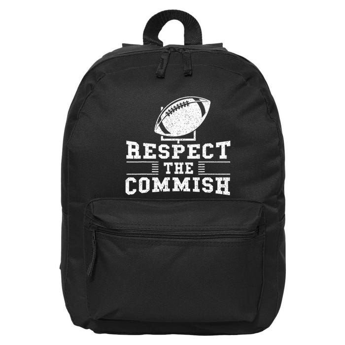 Respect The Commish Fantasy Football Game Day Gift 16 in Basic Backpack
