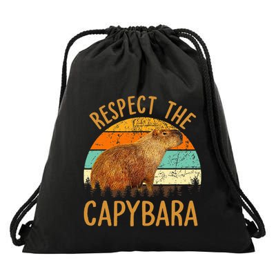 Respect The Capybara Animal Funny Capybara Lover Drawstring Bag