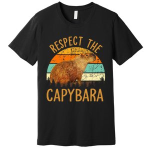 Respect The Capybara Animal Funny Capybara Lover Premium T-Shirt