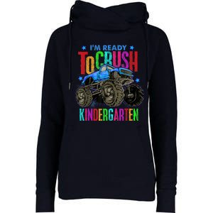 Ready To Crush Kindergarten Monster Truck Back To School Boy Womens Funnel Neck Pullover Hood