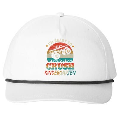 Ready To Crush Kindergarten Back To School Monster Truck Boy Funny Gift Snapback Five-Panel Rope Hat