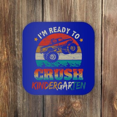 Ready To Crush Kindergarten Back To School Monster Truck Boy Funny Gift Coaster