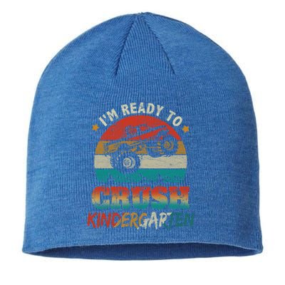 Ready To Crush Kindergarten Back To School Monster Truck Boy Funny Gift Sustainable Beanie