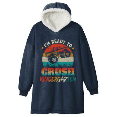 Ready To Crush Kindergarten Back To School Monster Truck Boy Funny Gift Hooded Wearable Blanket