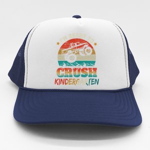 Ready To Crush Kindergarten Back To School Monster Truck Boy Funny Gift Trucker Hat