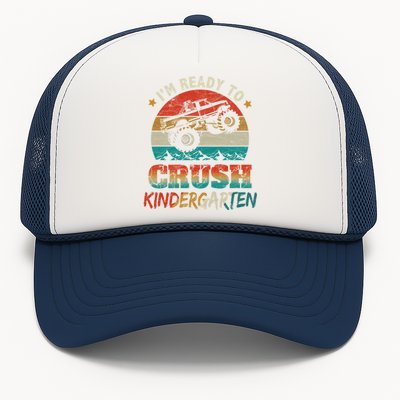 Ready To Crush Kindergarten Back To School Monster Truck Boy Funny Gift Trucker Hat