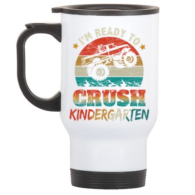 Ready To Crush Kindergarten Back To School Monster Truck Boy Funny Gift Stainless Steel Travel Mug