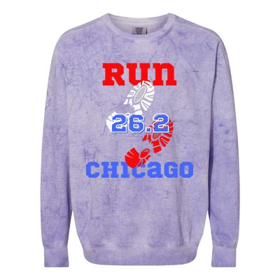 Run The Chicago 26.2 Miles Marathon Runner In Training Colorblast Crewneck Sweatshirt