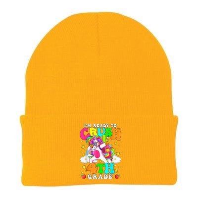 Ready To Crush 4th Grade Cute Unicorn Back To School Girl Knit Cap Winter Beanie