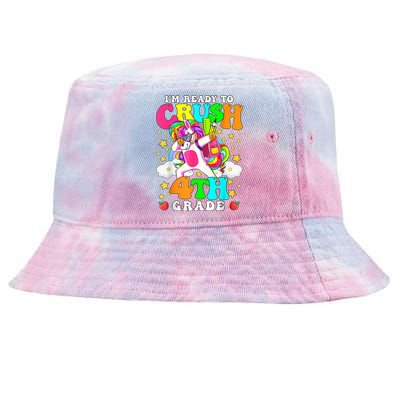 Ready To Crush 4th Grade Cute Unicorn Back To School Girl Tie-Dyed Bucket Hat