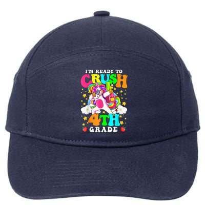 Ready To Crush 4th Grade Cute Unicorn Back To School Girl 7-Panel Snapback Hat