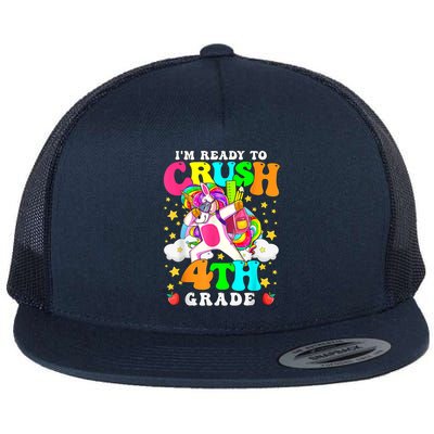 Ready To Crush 4th Grade Cute Unicorn Back To School Girl Flat Bill Trucker Hat